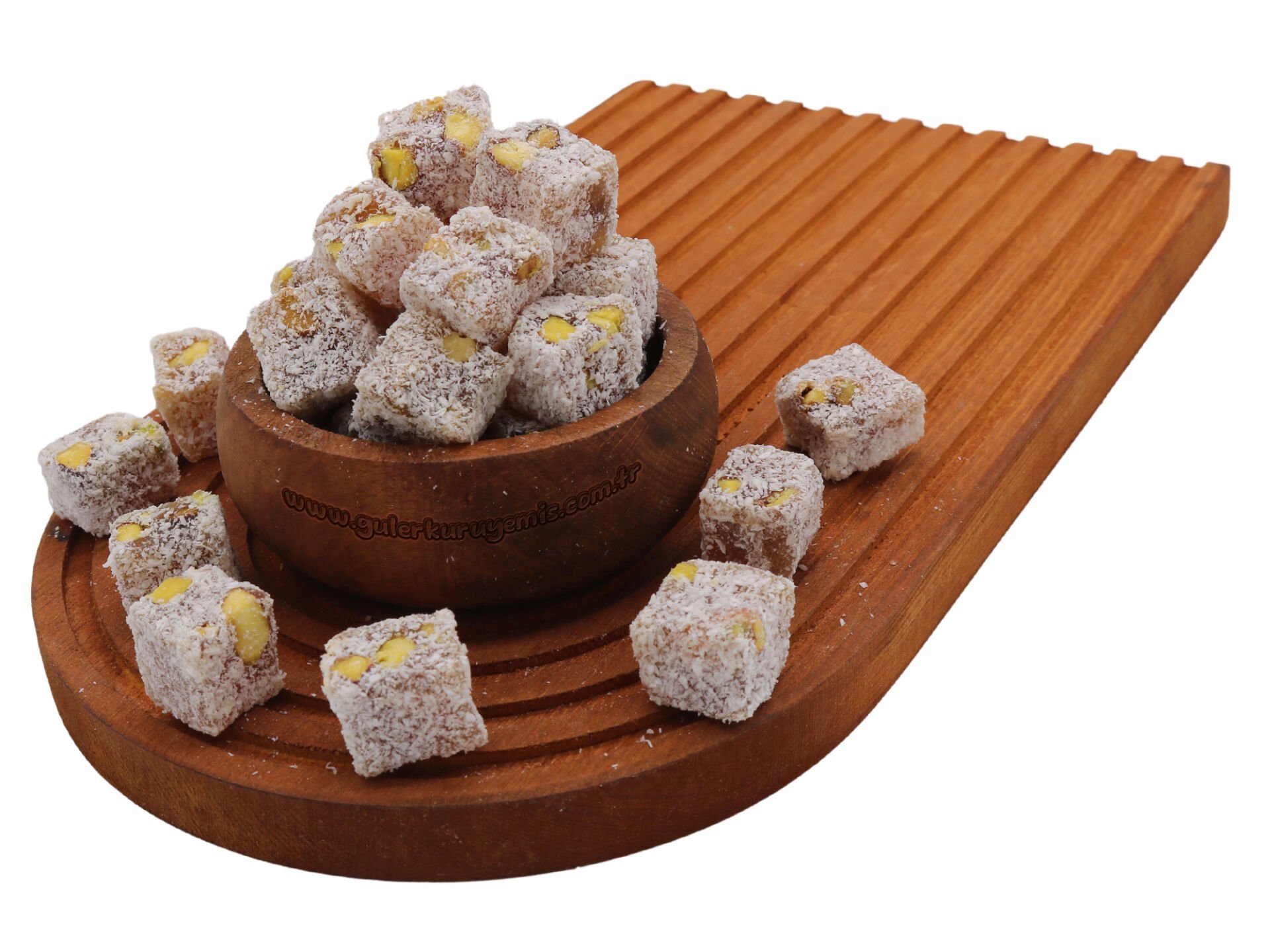 Çifte Kavrulmuş Hindistan Cevizli  Antep Fıstıklı Lokum