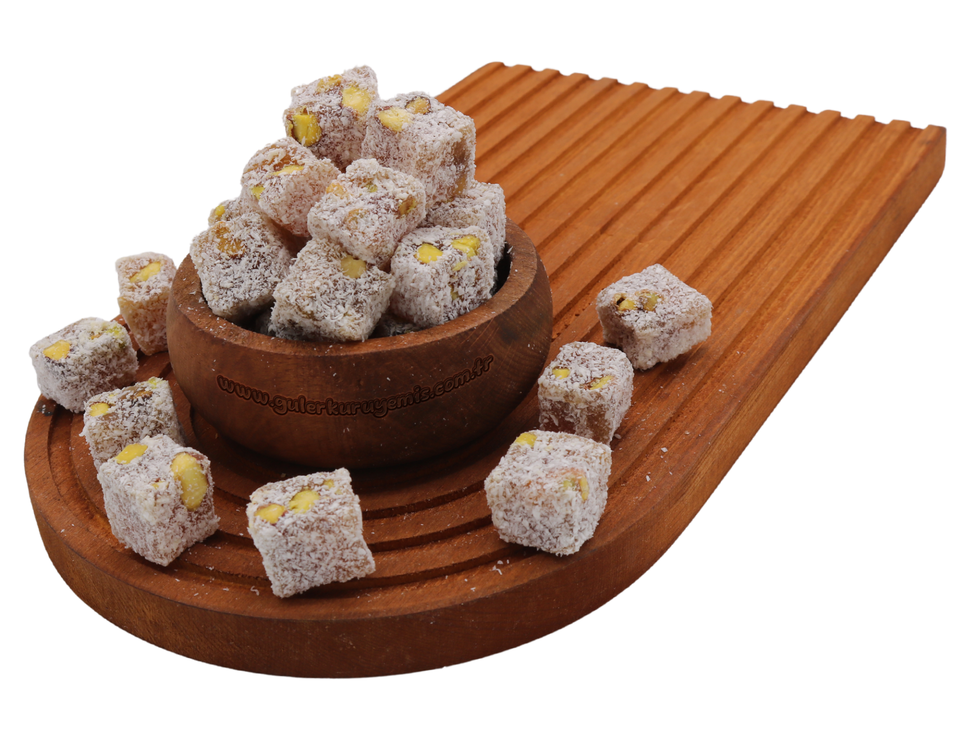 Çifte Kavrulmuş Hindistan Cevizli  Antep Fıstıklı Lokum