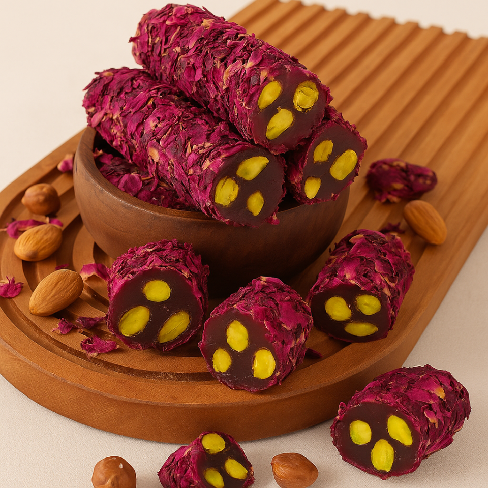 Gül Yaprağı Kaplamalı Antep Fıstıklı Lokum